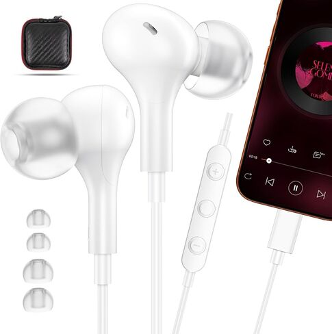 ACANDYA Wired Headphones Earbuds Compatible with Apple iPhone 14 Plus 14 13 Pro iPhone 12 11 Pro Max X XS XR 8 7 Plus with Lighting Connector Magnetic Wired Ear Buds Earphones with Built-in Mic White in Saudi Arabia