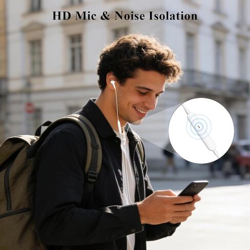 ACANDYA Wired Headphones Earbuds Compatible with Apple iPhone 14 Plus 14 13 Pro iPhone 12 11 Pro Max X XS XR 8 7 Plus with Lighting Connector Magnetic Wired Ear Buds Earphones with Built-in Mic White in Saudi Arabia