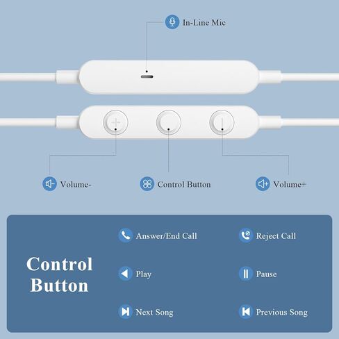 ACANDYA Wired Headphones Earbuds Compatible with Apple iPhone 14 Plus 14 13 Pro iPhone 12 11 Pro Max X XS XR 8 7 Plus with Lighting Connector Magnetic Wired Ear Buds Earphones with Built-in Mic White in Saudi Arabia