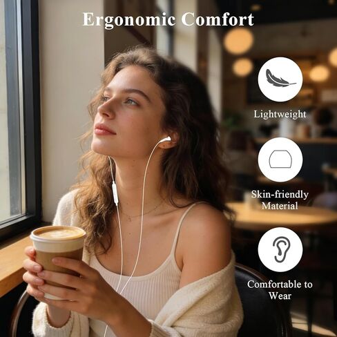 ACANDYA Wired Headphones Earbuds Compatible with Apple iPhone 14 Plus 14 13 Pro iPhone 12 11 Pro Max X XS XR 8 7 Plus with Lighting Connector Magnetic Wired Ear Buds Earphones with Built-in Mic White in Saudi Arabia