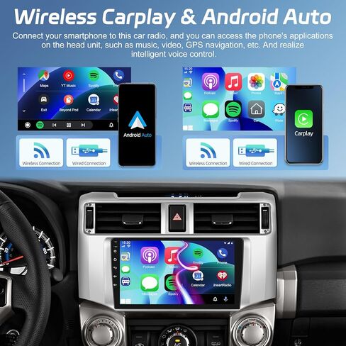 [2+64G] راديو سيارة NHOPEEW لسيارة Toyota 4Runner 2009-2019 مع Carplay اللاسلكي وAndroid Auto - شاشة لمس 9 بوصة ستيريو Android للسيارة - DSP/GPS/WiFi/SWC/Mirror Link + كاميرا احتياطية AHD in Saudi Arabia