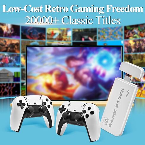 وحدة تحكم ألعاب ريترو مطورة لعام 2026 مع أكثر من 20,000 لعبة، وGame Stick Pro 4K مع 23 محاكيًا، ووحدة تحكم ألعاب فيديو ريترو بمخرج HDMI التوصيل والتشغيل مع وحدات تحكم مزدوجة 2.4G 64G in Kuwait