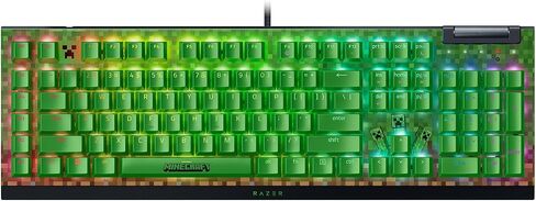 لوحة مفاتيح الألعاب الميكانيكية Razer BlackWidow V4 X: مفاتيح خضراء تعمل باللمس والنقر - 6 مفاتيح ماكرو - Chroma RGB - أغطية مفاتيح Doubleshot ABS - تخفيف الصوت ومثبتاته - إصدار Minecraft (متجدد) in Saudi Arabia