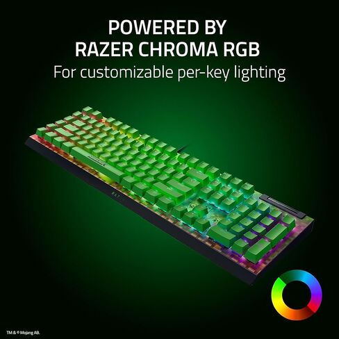 لوحة مفاتيح الألعاب الميكانيكية Razer BlackWidow V4 X: مفاتيح خضراء تعمل باللمس والنقر - 6 مفاتيح ماكرو - Chroma RGB - أغطية مفاتيح Doubleshot ABS - تخفيف الصوت ومثبتاته - إصدار Minecraft (متجدد) in Saudi Arabia