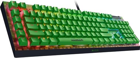 لوحة مفاتيح الألعاب الميكانيكية Razer BlackWidow V4 X: مفاتيح خضراء تعمل باللمس والنقر - 6 مفاتيح ماكرو - Chroma RGB - أغطية مفاتيح Doubleshot ABS - تخفيف الصوت ومثبتاته - إصدار Minecraft (متجدد) in Saudi Arabia