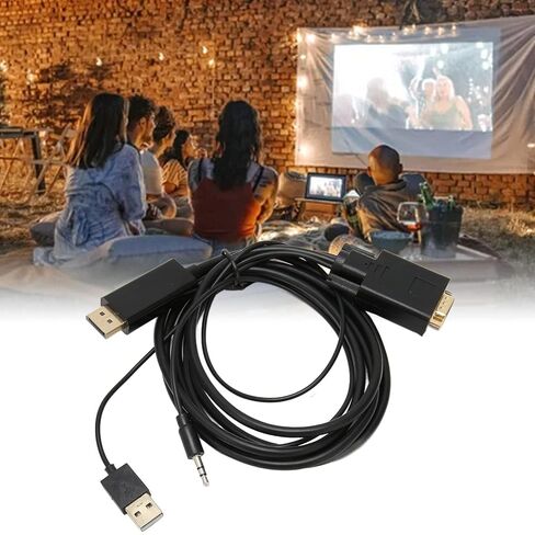 VGA إلى DP موصل كابل HD فيديو محول كابل ذكر إلى كابل ذكر مع الطاقة والصوت للكمبيوتر المكتبي، والكمبيوتر المحمول، وشاشة الكمبيوتر in Kuwait