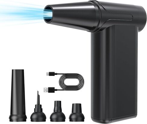 Cordless Electric Air Duster, 110000 RPM Turbo Jet Fan with LED, 8-Gear Stepless Speed Adjustment, Powerful Blower with Brushless Motor for Computer, BBQ, Cars, Home & Outdoor Cleaning in Saudi Arabia