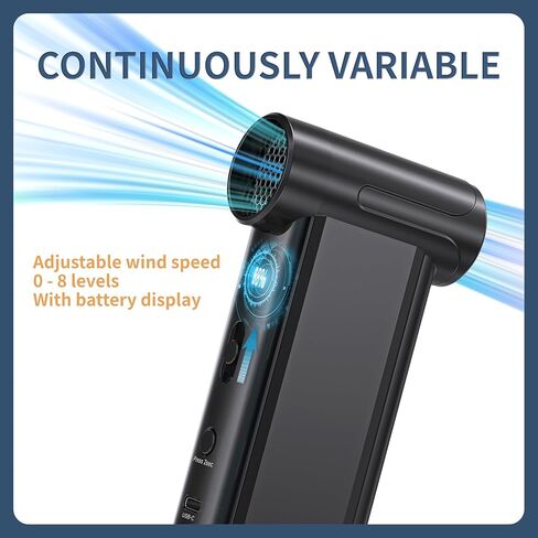 Cordless Electric Air Duster, 110000 RPM Turbo Jet Fan with LED, 8-Gear Stepless Speed Adjustment, Powerful Blower with Brushless Motor for Computer, BBQ, Cars, Home & Outdoor Cleaning in Saudi Arabia