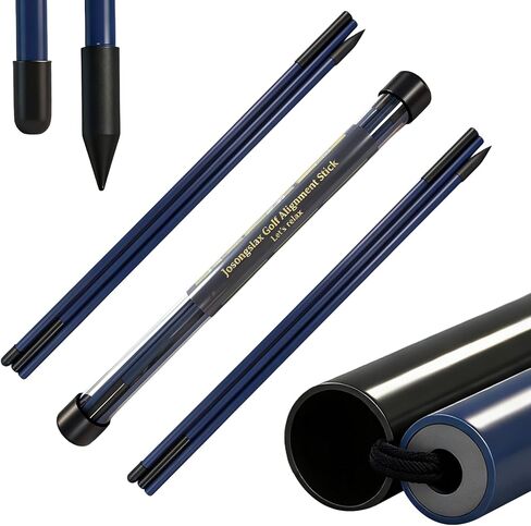 Golf Alignment Sticks, 2 Pack Plastic 49" Collapsible Alignment Stick Golf Practice Rods Aid for Aiming, Putting, Swing Trainer, Posture Corrector with Tube Case, Golf Training Equipment in Saudi Arabia