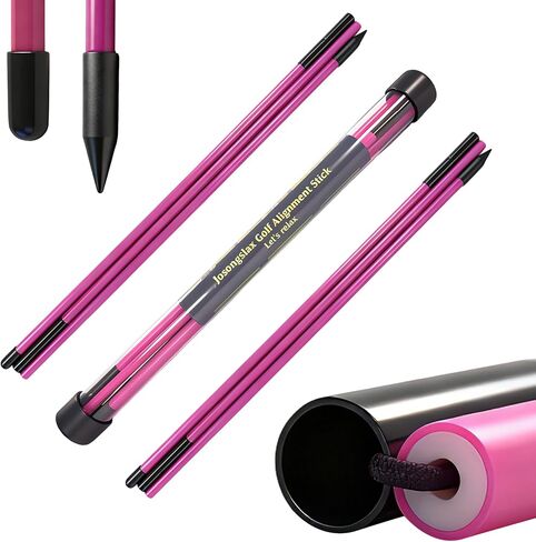 Golf Alignment Sticks, 2 Pack Plastic 49" Collapsible Alignment Stick Golf Practice Rods Aid for Aiming, Putting, Swing Trainer, Posture Corrector with Tube Case, Golf Training Equipment in Saudi Arabia