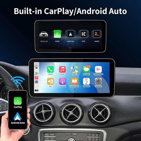 شاشة لمس لاسلكية CarPlay/Android Auto 12.3 بوصة لسيارة Mercedes Benz CLA GLA Class C117 X117 X156 (2016-2018) مع نظام NTG5.0/5.1/5.2، مستقبل الراديو، الوسائط المتعددة، بلوتوث، ستيريو السيارة in Kuwait