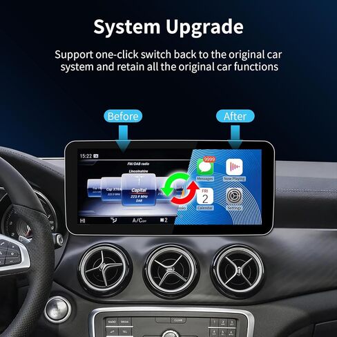 شاشة لمس لاسلكية CarPlay/Android Auto 12.3 بوصة لسيارة Mercedes Benz CLA GLA Class C117 X117 X156 (2016-2018) مع نظام NTG5.0/5.1/5.2، مستقبل الراديو، الوسائط المتعددة، بلوتوث، ستيريو السيارة in Kuwait