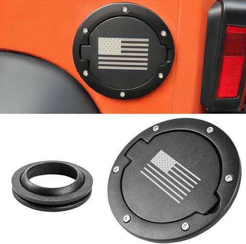 MuHize باب حشو الوقود، غطاء غطاء خزان الغاز الألومنيوم لـ 2018-2023 2024 Jeep Wrangler JL JLU 2/4 باب، عالي التحمل، غطاء باب الوقود مقاوم للتآكل in Kuwait