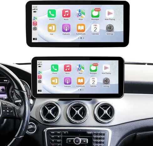 شاشة لمس لاسلكية CarPlay/Android Auto 12.3 بوصة لسيارة Mercedes Benz CLA GLA Class C117 X117 X156 (2016-2018) مع نظام NTG5.0/5.1/5.2، مستقبل الراديو، الوسائط المتعددة، بلوتوث، ستيريو السيارة in Kuwait