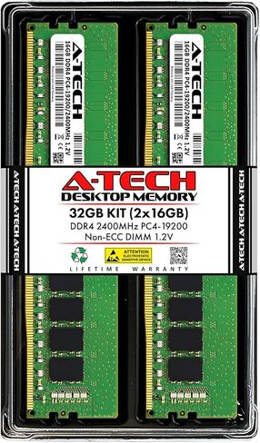 A-Tech 32GB Kit (2x16GB) RAM for Dell OptiPlex 7050 MT, 7050 SFF | DDR4 2400MHz PC4-19200 DIMM Non-ECC UDIMM Memory Upgrade in Kuwait