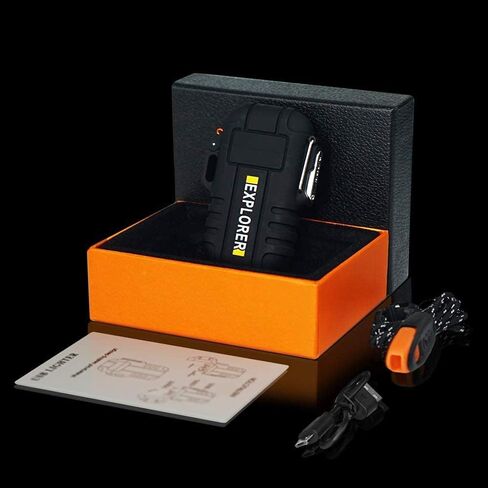 ولاعة خارجية مضادة للماء USB ولاعة بلازما نبضية قابلة لإعادة الشحن ولاعة بلازما مزدوجة القوس مثالية للتخييم في الهواء الطلق والمشي لمسافات طويلة والسفر (برتقالي) in Saudi Arabia