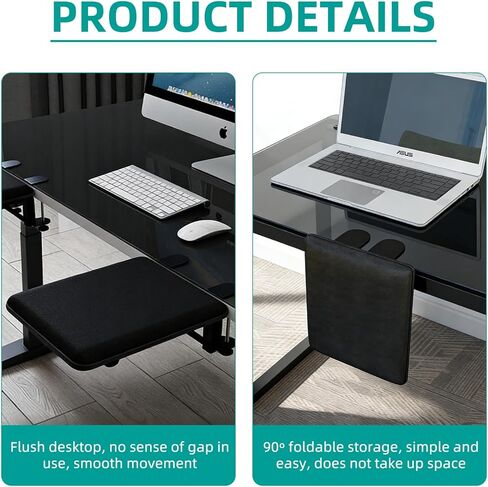 Computer Arm Rest for Desk, 90°Foldable Desk Arm Rest Extender,Ergonomic Arm Rest for Desk,Clamp-On Mouse Pad Arm Support,No-Drill Table Side Addition for Home & Office in Saudi Arabia