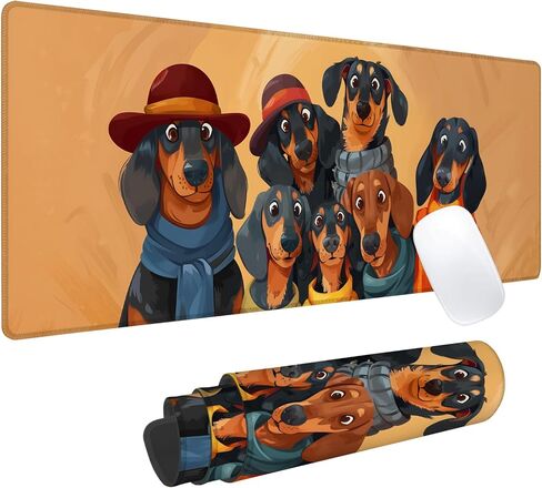 Dachshund Dog Gaming Mouse Pad, Office Desk Mat, Anti-Slip Rubber Base Cool Aesthetic Mouse Pads for Computer Laptop Keyboard School Home Desktop Gamer Home Accessories Decor 31.5" x 11.8" in Saudi Arabia