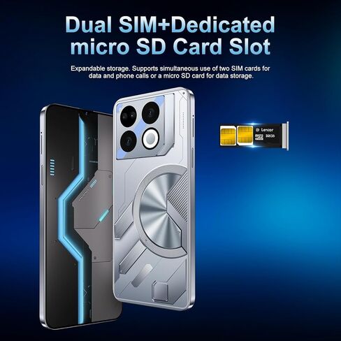 GT10 Pro Unlocked Phones 5G Cell Phone Android 13.0 Cell Phone,6GB+256GB,6800mAh,Dual SIM Phone (Silver) in Saudi Arabia