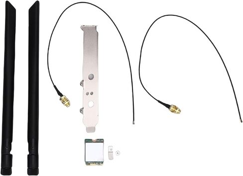 WiFi 6E Wireless Card, 2.4G 5G 6G Band M.2 PCIe Adapter with Dual 8dBi Antennas and Bracket, Wireless Adapter for Desktop PC Laptop Upgrade 10 11 in Saudi Arabia