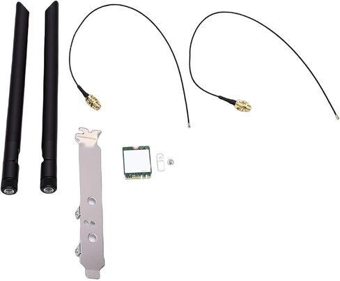 WiFi 6E Wireless Card, 2.4G 5G 6G Band M.2 PCIe Adapter with Dual 8dBi Antennas and Bracket, Wireless Adapter for Desktop PC Laptop Upgrade 10 11 in Saudi Arabia