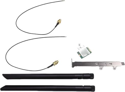 WiFi 6E Wireless Card, 2.4G 5G 6G Band M.2 PCIe Adapter with Dual 8dBi Antennas and Bracket, Wireless Adapter for Desktop PC Laptop Upgrade 10 11 in Saudi Arabia