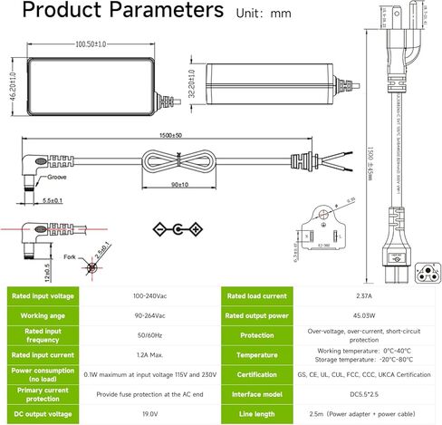 DC 19V Power Supply Cable for Jetson Orin NX/Orin Nano Super Monitor/Electronics 19V/2.37A in Saudi Arabia
