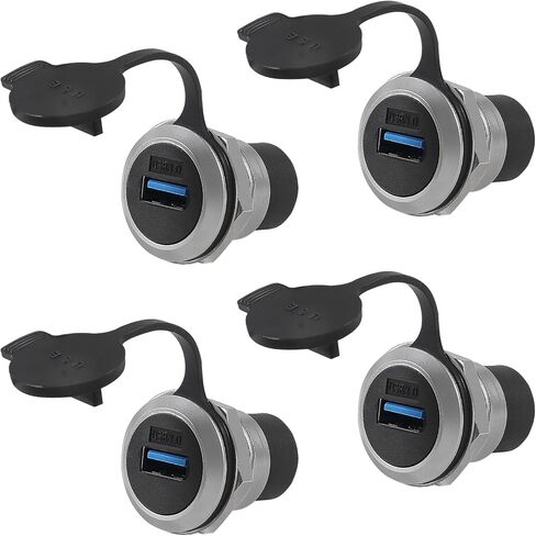 4pcs USB 3.0 Panel Mount Coupler, USB Pass Through Connector, Female to Female Bulkhead Extension Adapter with Water/Dustcap in Saudi Arabia