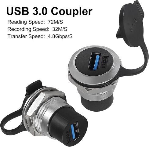 4pcs USB 3.0 Panel Mount Coupler, USB Pass Through Connector, Female to Female Bulkhead Extension Adapter with Water/Dustcap in Saudi Arabia