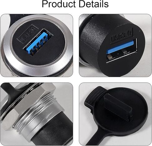 4pcs USB 3.0 Panel Mount Coupler, USB Pass Through Connector, Female to Female Bulkhead Extension Adapter with Water/Dustcap in Saudi Arabia