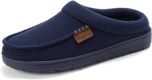 Dearfoams Men's Brendan Microfiber Suede Clog Slipper, Black (Perforated), Medium in Saudi Arabia