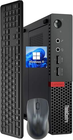 Lenovo ThinkCentre M910q Tiny Desktop Mini Computer PC, Intel Core i5-7500T, 16GB RAM, 256 GB SSD, Keyboard & Mouse, Windows 11 Pro (Renewed) in Kuwait