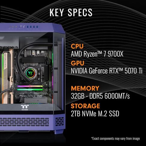Thermaltake LCGS Reactor 9770TF Gaming Desktop (AMD Ryzen™ 7 9700X, ToughRam 32GB DDR5 6000MT/s RGB Memory, NVIDIA® GeForce RTX™ 5070 Ti, 2TB NVMe M.2, WiFi, Windows 11) T6FD-B850-57T-LCS in Saudi Arabia