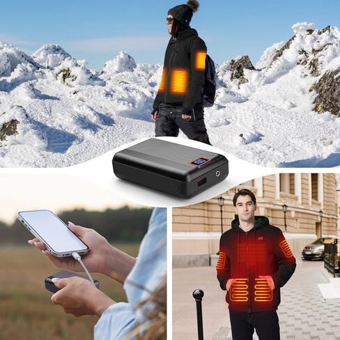 بنك طاقة قابل لإعادة الشحن 7.4 فولت 20000 مللي أمبير في الساعة مع كابل USB، حزم بطاريات شحن سريعة مع شاشة LED للسترة الساخنة، سترة ساخنة، هوديي ساخن، جوارب ساخنة، الأجهزة المحمولة الذكية in Kuwait