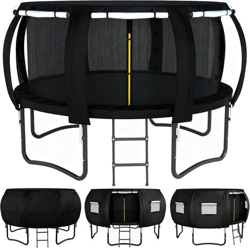 JINLI 55-inch Round Trampoline Tent Heavy-Duty 600D Outdoor Waterproof, UV-Resistant and Windproof Protective Cover - Trampoline Cover Suitable for 55-inch Children's Trampolines with Fences - Black in Saudi Arabia