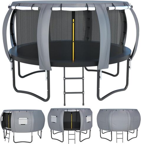 JINLI 55-inch Round Trampoline Tent Heavy-Duty 600D Outdoor Waterproof, UV-Resistant and Windproof Protective Cover - Trampoline Cover Suitable for 55-inch Children's Trampolines with Fences - Black in Saudi Arabia