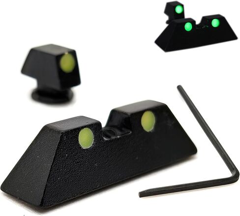 مشاهد ليلية متوهجة في الظلام من TSA® لمسدسات Glock® Slimline - تناسب G43 وG43X وG48 - ألوان متعددة - مجموعة رؤية أمامية وخلفية in Kuwait