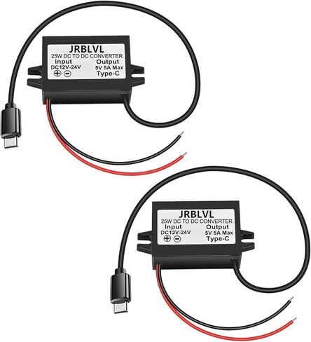 محول تيار مستمر 12 فولت/24 فولت إلى 5 فولت 5 أمبير 25 وات USB-C محول طاقة باك لراسبيري بي 4، والهاتف المحمول، والمزيد (عبوة واحدة) in Kuwait