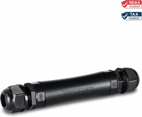 موسع TRENDnet Industrial Gigabit PoE+ المقاوم للماء، TI-OE110، تمديد اتصال PoE+ حتى 100 متر إضافي (328 قدمًا)، يدعم PoE (15.4 وات) وPoE+ (30 وات)، غلاف مصنف IP67، متوافق مع NDAA TAA in Saudi Arabia