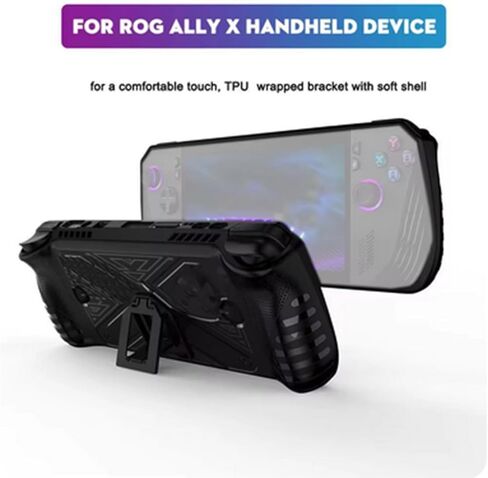 ROG Ally Protective Case for ASUS Rog Ally X 2024 Gaming Handheld Cover with Bracket,Ally Non-Slip Anti-Scratch TPU Soft Cover Protector Game Shock-Absorption Skin Shell (Black) in Kuwait