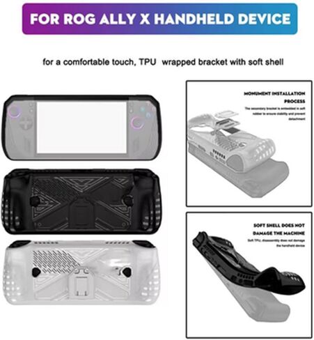 ROG Ally Protective Case for ASUS Rog Ally X 2024 Gaming Handheld Cover with Bracket,Ally Non-Slip Anti-Scratch TPU Soft Cover Protector Game Shock-Absorption Skin Shell (Black) in Kuwait