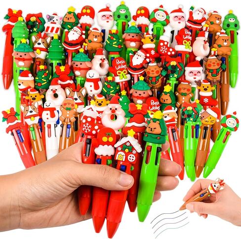 LiYiQ 100 PCS Christmas 4-in-1 Multicolor Pens Bulk for Kids Christmas Stocking Stuffers Christmas Classroom Gifts for Students in Saudi Arabia