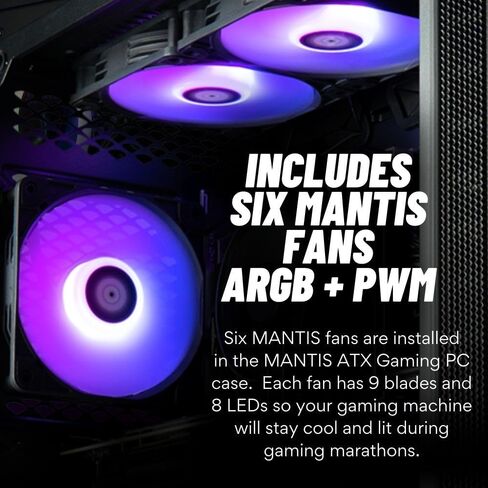 Mantis V2 - RTX 5070، 24-Core i9-14900KF، ذاكرة وصول عشوائي DDR5 سعة 32 جيجابايت، محرك أقراص NVME Gen4 SSD بسعة 1 تيرابايت، كمبيوتر مكتبي للألعاب مبرد سائل مقاس 360 مم مع Windows 11 Pro، ضمان لمدة 3 سنوات، لوحة مفاتيح RGB + ماوس، شبكة Wi-Fi داخلية 6E، 3X  in Kuwait