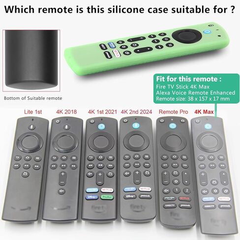 قطعتان من أغطية التحكم عن بعد من السيليكون المتوافقة مع Fire TV Stick 4K Max / 4K Max 2nd / Insignia/Pioneer/Omni Series Fire TV Alexa Voice Remote المحسن مع حبل (أخضر وأزرق سماوي، كلاهما متوهج) in Saudi Arabia