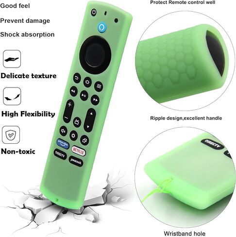قطعتان من أغطية التحكم عن بعد من السيليكون المتوافقة مع Fire TV Stick 4K Max / 4K Max 2nd / Insignia/Pioneer/Omni Series Fire TV Alexa Voice Remote المحسن مع حبل (أخضر وأزرق سماوي، كلاهما متوهج) in Saudi Arabia