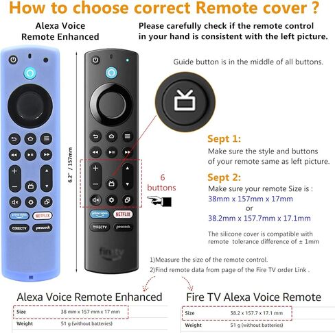 قطعتان من أغطية التحكم عن بعد من السيليكون المتوافقة مع Fire TV Stick 4K Max / 4K Max 2nd / Insignia/Pioneer/Omni Series Fire TV Alexa Voice Remote المحسن مع حبل (أخضر وأزرق سماوي، كلاهما متوهج) in Saudi Arabia
