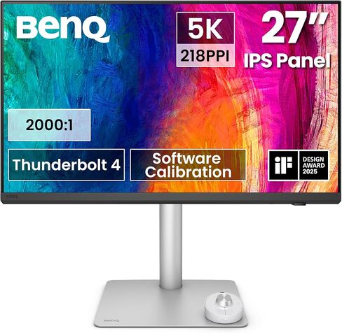 شاشة BenQ PD2730S مقاس 27 بوصة IPS 5K UHD (5120 × 2880) مصممة، 60 هرتز، 5 مللي ثانية، Thunderbolt 4 (90 واط) موزع USB مدمج ومكبرات صوت ستيريو (متجددة) in Kuwait