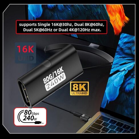 chenyang 5 Pack USB C Coupler، USB C أنثى إلى أنثى 16K @ 60 هرتز 80 جيجابت في الثانية، محول تمديد شحن سريع PD 240 وات in Saudi Arabia