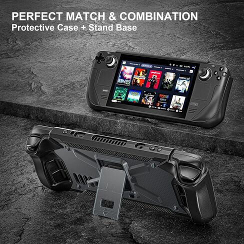 Full Protective Shockproof Case for Steam Deck, Back Shell Case Cover Compatible with Steam Deck,with Kicstand + Shoulder Strap (Black) in Saudi Arabia