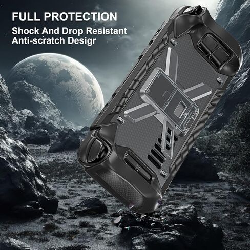 Full Protective Shockproof Case for Steam Deck, Back Shell Case Cover Compatible with Steam Deck,with Kicstand + Shoulder Strap (Black) in Saudi Arabia